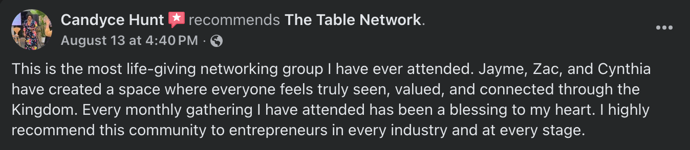 Candyce Hunt recommends The Table Network