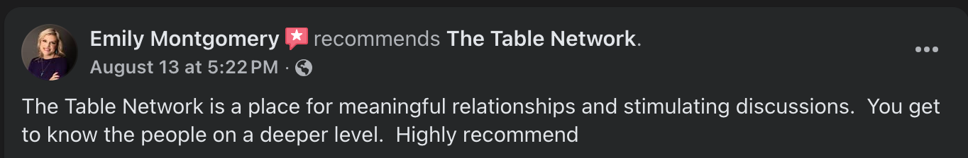 Emily Montgomery recommends The Table Network